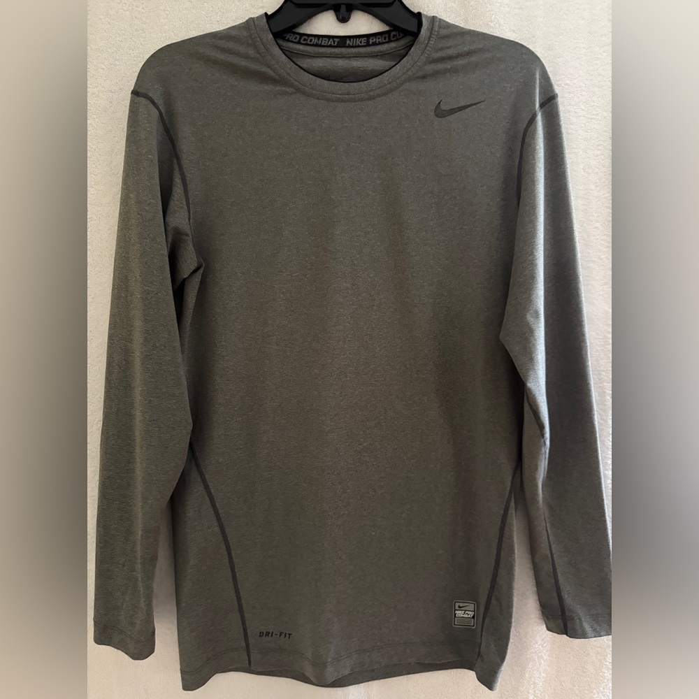 Nike Shirt Mens XL Gray Pro Combat Compression Workout Gym